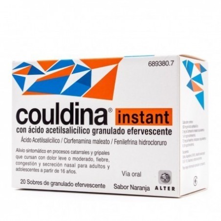 COULDINA INSTANT CON ACIDO ACETILSALICILICO GRANULADO EFERVESCENTE , 20 sobres