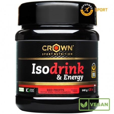 Crown Sport Isodrink and Energy Bebida Isotónica Sabor Frutos Rojos 640g