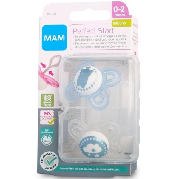 Mam Chupete Silicona Perfect Start An 0-2 Meses 2 Unidades.