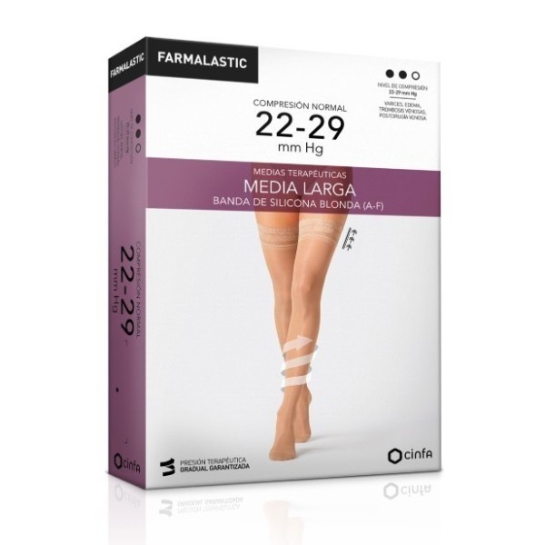 Farmalastic Media Larga Silicona Blonda (A-F) Compresión Normal Camel 2uds